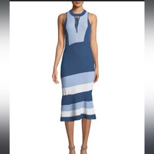 Jonathan Simkhai crocheted knit colorblock lace up midi dress xs